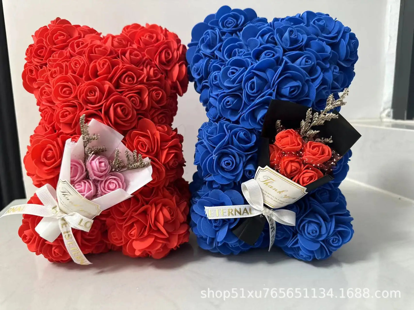 Artificial Foam Flowers Bear Rose Bear Romantic Creative Gifts For Valentines Day Anniversary Wedding【with gift box】