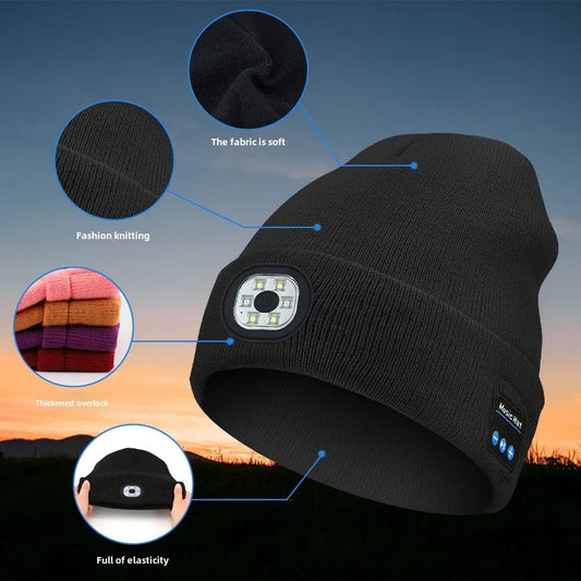 Beanie With Light For Men Women Wireless LED Beanie Hat Unisex LED Headlamp Winter Hat Suitable For Men Women And Teenagers