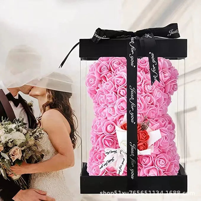 Artificial Foam Flowers Bear Rose Bear Romantic Creative Gifts For Valentines Day Anniversary Wedding【with gift box】