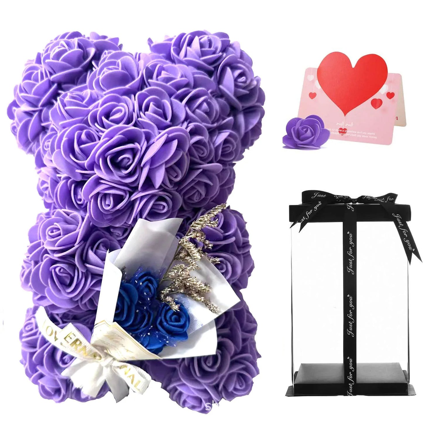 Artificial Foam Flowers Bear Rose Bear Romantic Creative Gifts For Valentines Day Anniversary Wedding【with gift box】